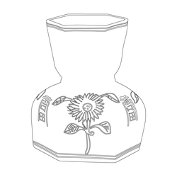 백자청화 국화문 타구(57723)