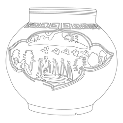 청화백자 산수문 항아리(57689)