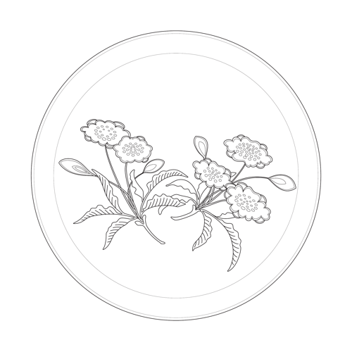 백자청화 풀꽃문 접시(116372)