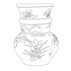 청화백자 풀꽃문 화분(57696)