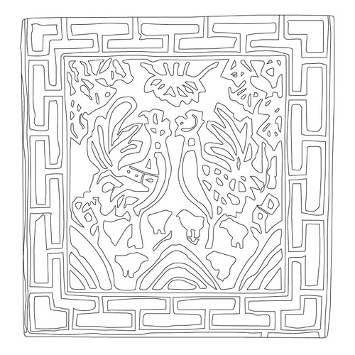 화계문방형베갯모수판(17195)