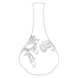 청화백자 박쥐·국화문 병(57725)