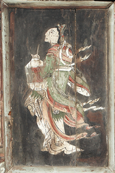 칠장사 원통전 빗반자 벽화(천녀타장고도)(72638)