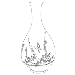 백자청화 매란죽문 팔각병(58047)