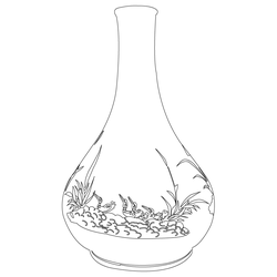 청화백자 연꽃·새문 병(57832)