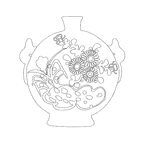 청화백자진사매국문편병(114198)