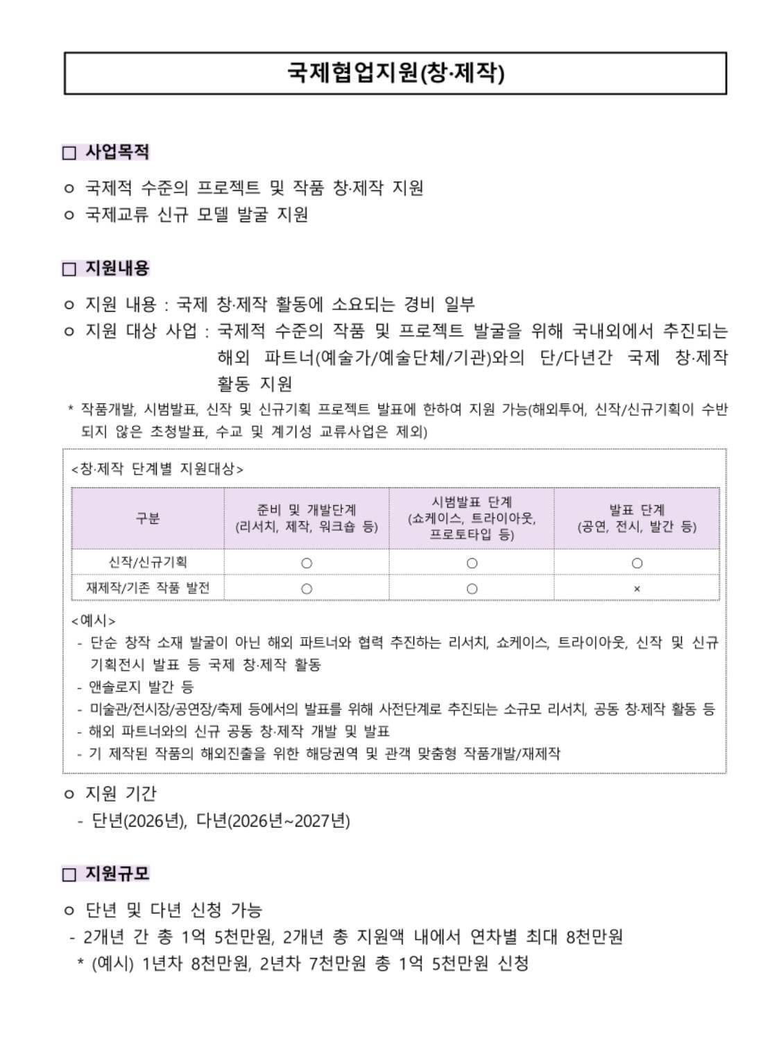 2026년 국제협업지원(창·제작)