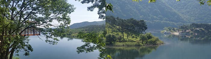 (왼쪽부터) 꾀꼬리 전망대 / 꾀꼬리 전망대에서 바라 본 경관 ⓒ 문화포털 기자단 김훈기