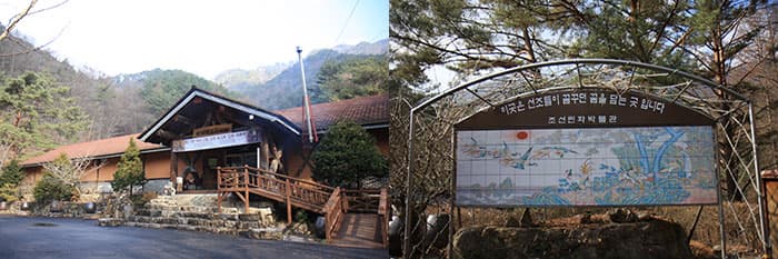 (왼쪽부터) 목조 건물로 지어진 조선민화박물관 / 조선민화박물관 포토존 ⓒ 문화포털 기자 김현진