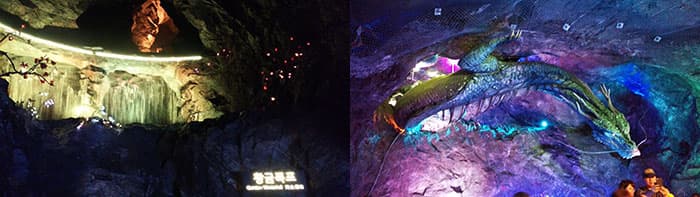 (왼쪽부터) 광명동굴 황금폭포 / 광명동굴 신비의 용, 동굴의 제왕 ⓒ 문화포털기자단 김현진