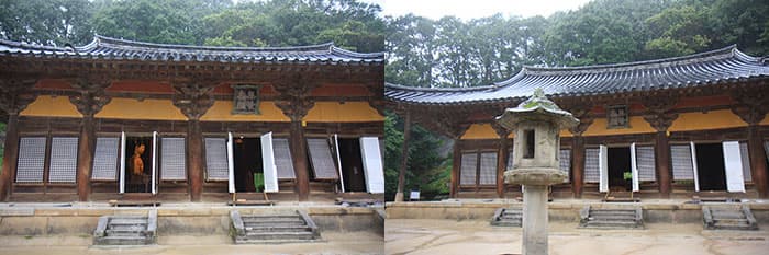 (왼쪽부터) 무량수전에서 예불들이고 있는 스님 / 무량수전 ⓒ 문화포털 기자단 김현진