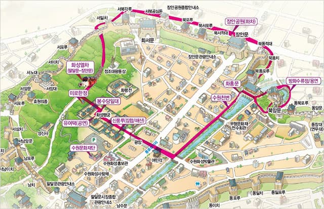 수원화성 달빛동행 관람 경로 ⓒ 수원문화재단 수원화성 달빛동행 관람 경로 ⓒ 수원문화재단