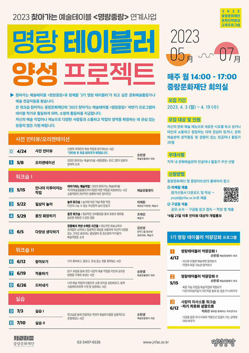 2023 찾아가는 예술테이블 명랑테이블러 양성프로젝트