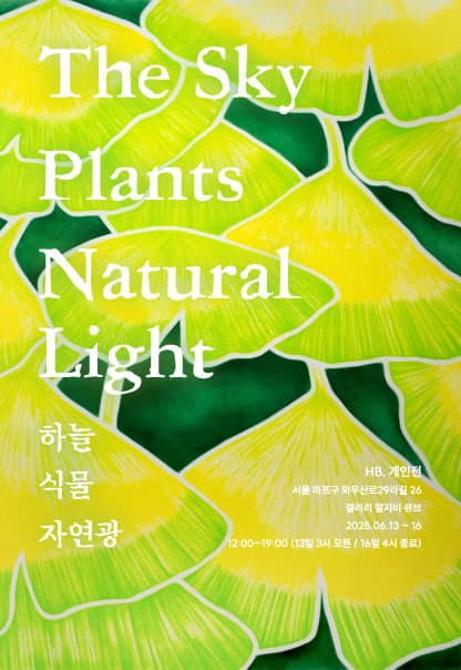 하늘, 식물, 자연광 (The Sky, Plants, Natural Light) | HB(손한별) | 2025.6.13(금)~2025.6.16(월) | 금 15:00~19:00 / 토~일 12:00~19:00 / 월 12:00~16:00 | 갤러리 알지비큐브