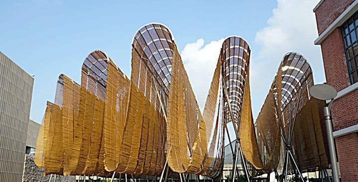 미술관 앞마당에 펼쳐진 지붕의 정체는?